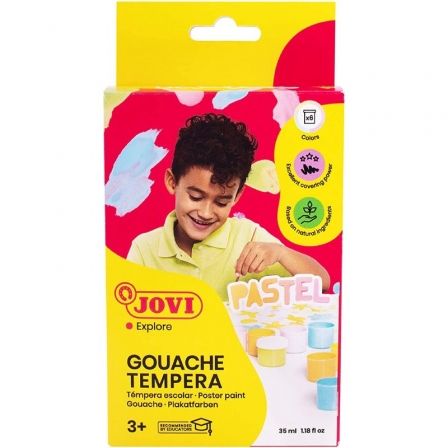 JOVI Estuche de Témperas Gouache 6 Colores Pastel con Pincel